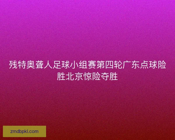 残特奥聋人足球小组赛第四轮广东点球险胜北京惊险夺胜