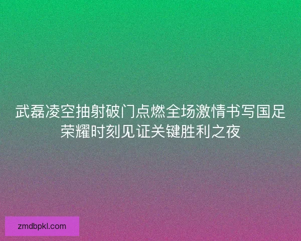 武磊凌空抽射破门点燃全场激情书写国足荣耀时刻见证关键胜利之夜