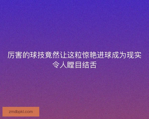 厉害的球技竟然让这粒惊艳进球成为现实令人瞠目结舌 厉害的球技竟然让这粒惊艳进球成为现实令人瞠目结舌
