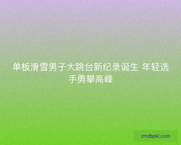 单板滑雪男子大跳台新纪录诞生 年轻选手勇攀高峰